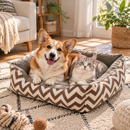 Wave Pattern Square Pet Bed
