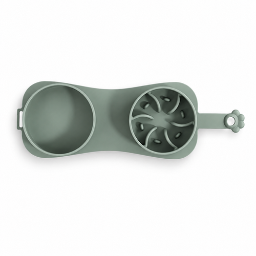 Foldable Double Pet Bowl with Slow Feeder