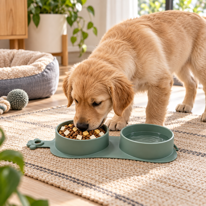 Foldable Double Pet Bowl with Slow Feeder